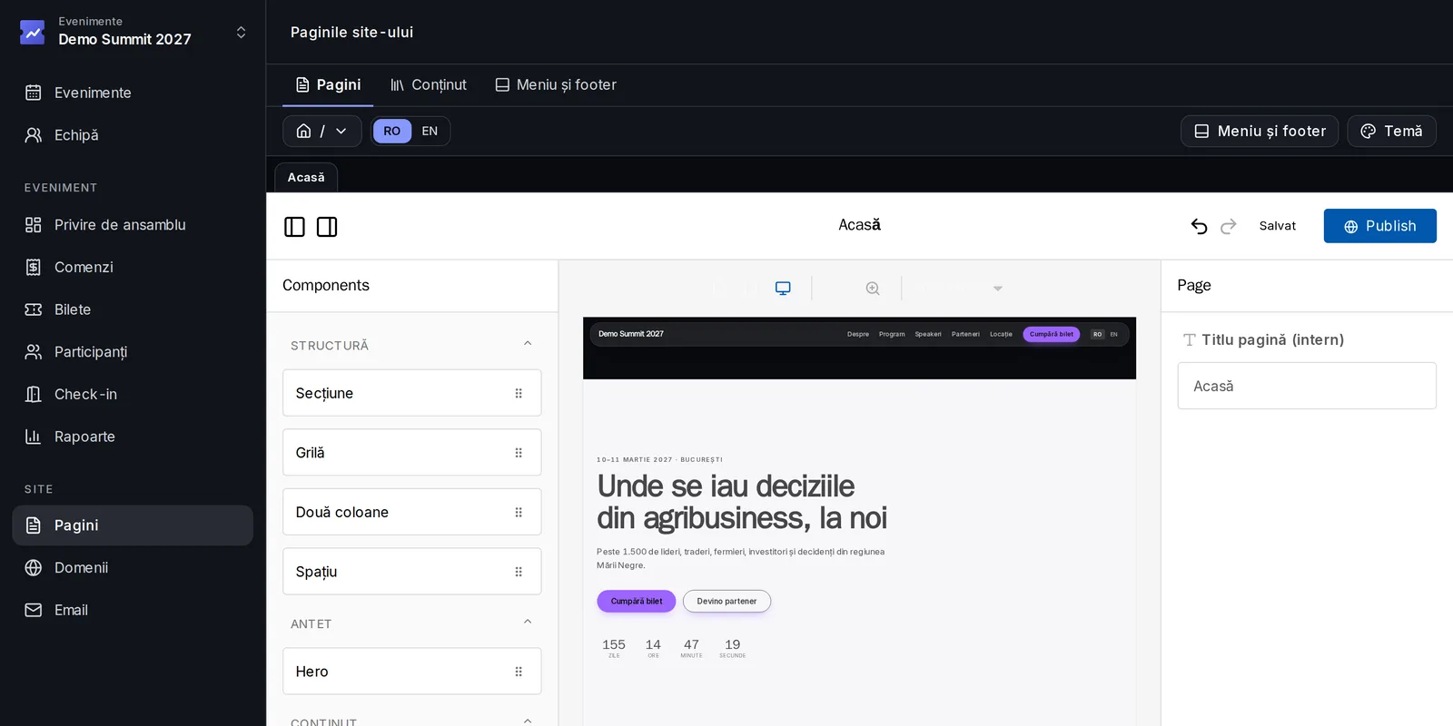 Website and visual editor